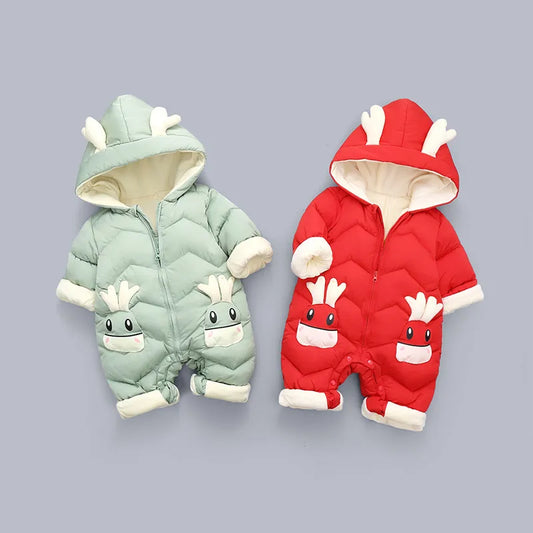 2023 New born Baby Girl clothes Winter Snowsuit Plus Velvet Thick Baby Boys Jumpsuit 0-3 Years Romper boy Overalls Toddler Coat