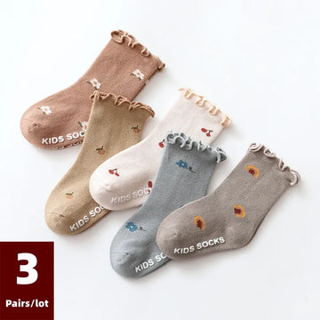 3 Pairs/lot Children's Socks Solid Autumn Spring Boy Anti Slip Newborn Baby Socks Cotton Infant Socks for Girls Boys Floor Socks