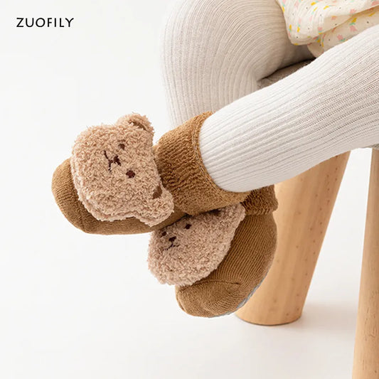 Cute Cartoon Animal Baby Socks for Boy Girl Winter Soft Cotton Bear Anti Slip Soled Newborn Toddler Sock Kids THhicken Socken