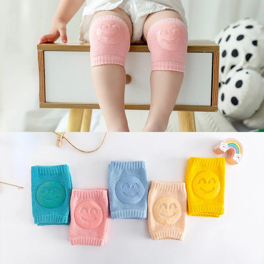 Newborn Autumn Terry Baby Socks Elbow Pads Toddler Crawling Knee Pads Baby Children Knee Pads Smiling Face Knee Pads