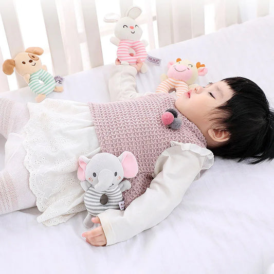 New Baby Rattle Toys Cartoon Animals Plush Infant Hand Ring Bed Toys for Newborn 0-24 Months Toddler Early Educational Toy