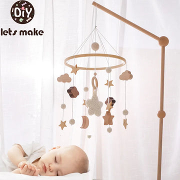 Let's make Baby Rattle Toy 0-12 Months Wooden Mobile Newborn Music Box Bed Bell Hanging Toys Holder Bracket Infant Crib Toy Gift